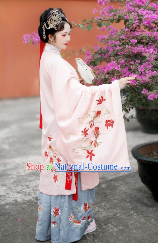 Traditional Chinese Ming Dynasty Imperial Consort Embroidered Hanfu Dress Ancient Royal Princess Replica Costume for Women