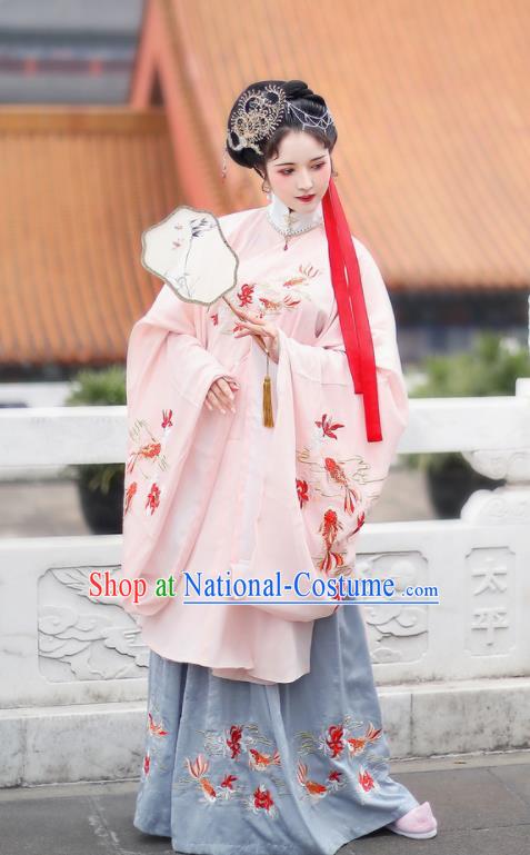 Traditional Chinese Ming Dynasty Imperial Consort Embroidered Hanfu Dress Ancient Royal Princess Replica Costume for Women