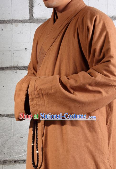 Traditional Chinese Monk Costume Buddhists Abbot Ginger Gown for Men