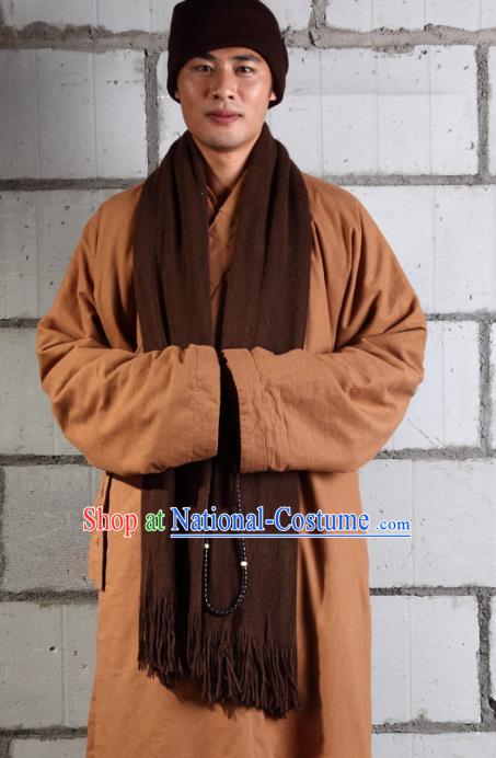 Traditional Chinese Monk Costume Buddhists Abbot Ginger Gown for Men