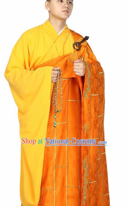 Traditional Chinese Monk Costume Buddhists Orange Cassock for Men