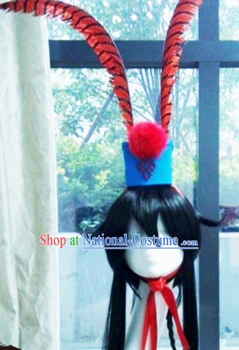 Traditional Chinese Cosplay Swordsman Nobility Childe Black Wigs and Headwear for Men