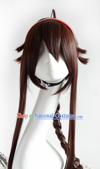 Top Grade Cosplay Fairy Swordsman Brown Wigs Hair Accessories for Women