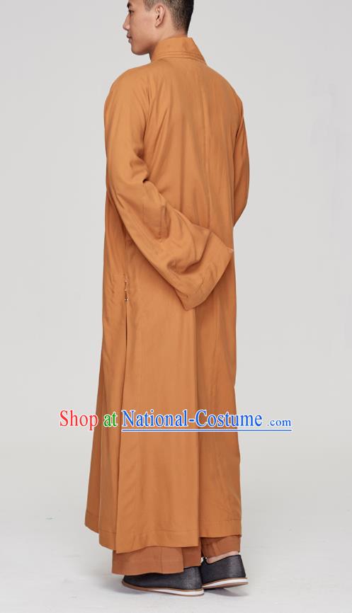 Traditional Chinese Monk Costume Buddhists Yellow Long Robe for Men