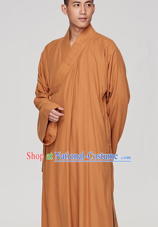 Traditional Chinese Monk Costume Buddhists Yellow Long Robe for Men