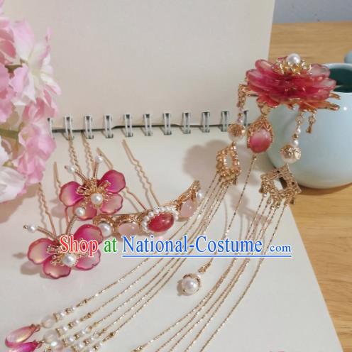 Traditional Chinese Classical Hairpins Ancient Hanfu Tassel Hair Accessories Complete Set for Women