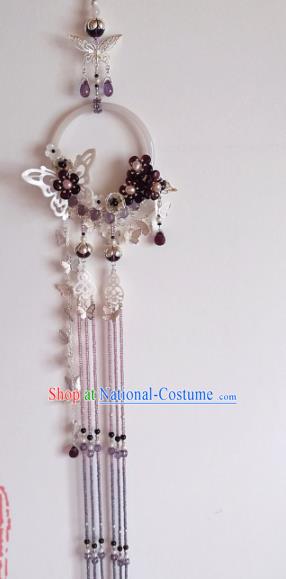 Traditional Chinese Classical Brooch Pendant Hanfu Purple Beads Tassel Breastpin Accessories for Women