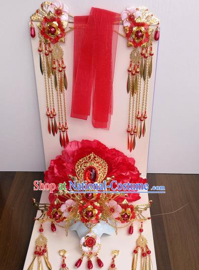 Traditional Chinese Classical Golden Tassel Hairpins Ancient Hanfu Hair Accessories Complete Set for Women