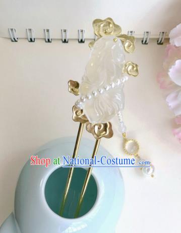 Traditional Chinese Classical Jade Tassel Hairpins Ancient Hanfu Hair Accessories for Women