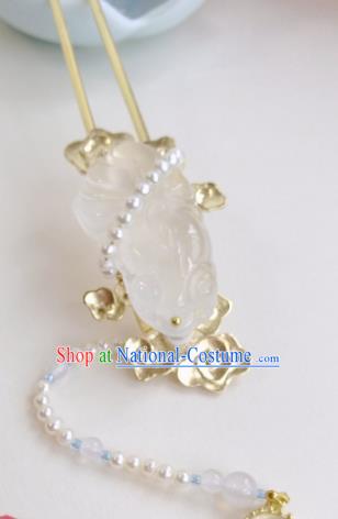 Traditional Chinese Classical Jade Tassel Hairpins Ancient Hanfu Hair Accessories for Women