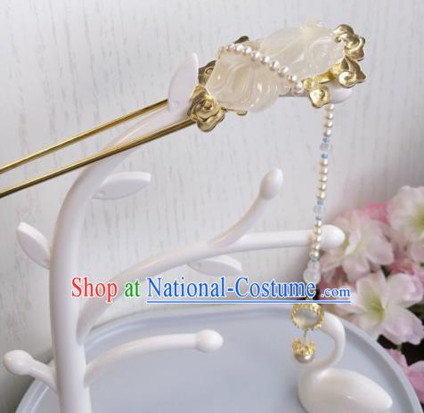 Traditional Chinese Classical Jade Tassel Hairpins Ancient Hanfu Hair Accessories for Women