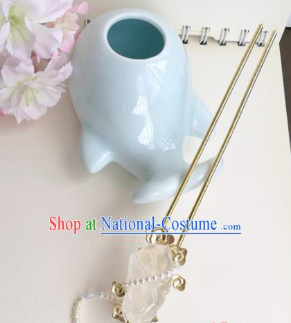 Traditional Chinese Classical Jade Tassel Hairpins Ancient Hanfu Hair Accessories for Women