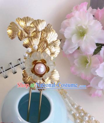 Traditional Chinese Classical Golden Ginkgo Tassel Hairpins Ancient Hanfu Hair Accessories for Women