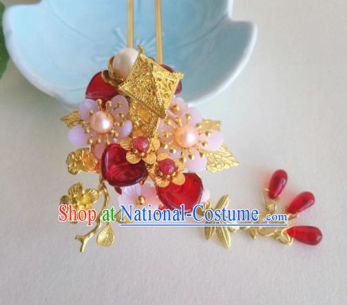 Traditional Chinese Classical Golden Palace Hairpins Ancient Hanfu Hair Accessories for Women