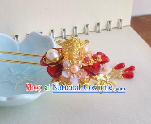 Traditional Chinese Classical Golden Palace Hairpins Ancient Hanfu Hair Accessories for Women