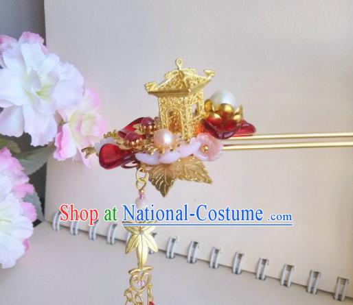 Traditional Chinese Classical Golden Palace Hairpins Ancient Hanfu Hair Accessories for Women