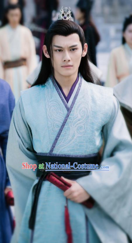 Ancient Chinese Prince Jiang Cheng Drama The Untamed Swordsman Blue Costumes for Men