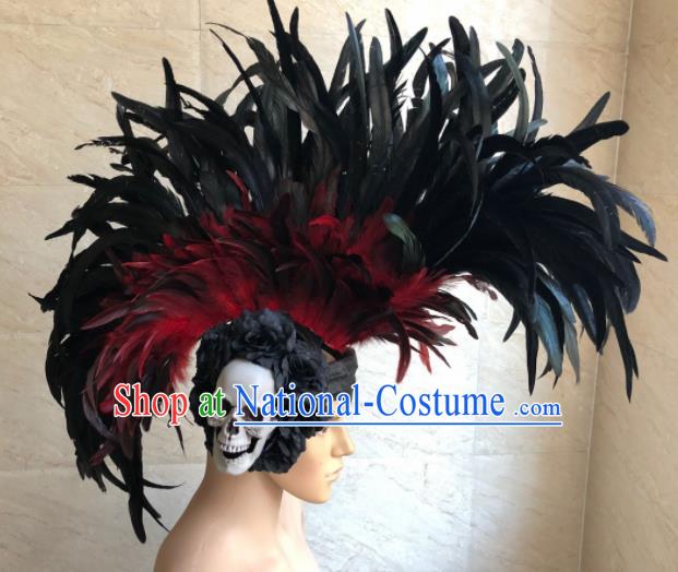 Top Halloween Deluxe Feather Headwear Brazilian Carnival Samba Dance Hair Accessories for Men