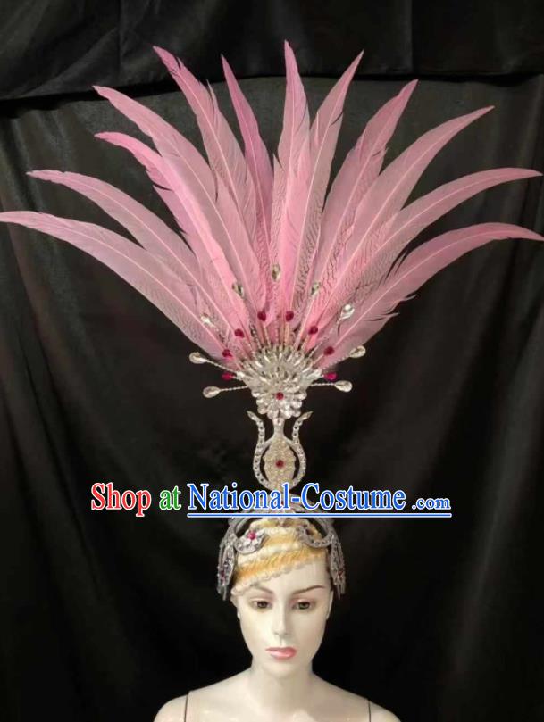 Top Halloween Pink Feather Headwear Brazilian Carnival Samba Dance Hair Accessories for Women