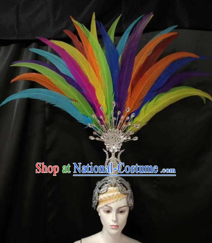 Top Halloween Colorful Feather Headwear Brazilian Carnival Samba Dance Hair Accessories for Women