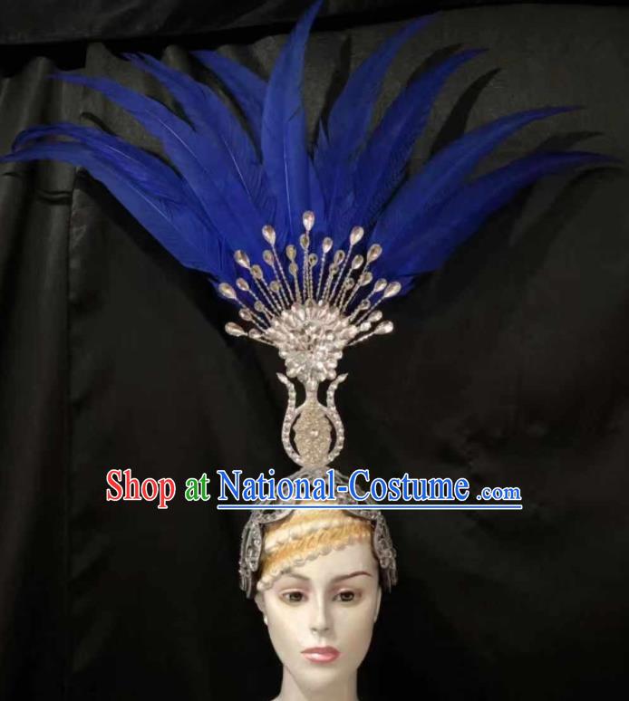 Top Halloween Royalblue Feather Headwear Brazilian Carnival Samba Dance Hair Accessories for Women