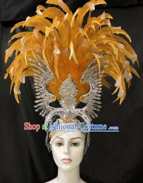 Top Halloween Yellow Feather Hat Brazilian Carnival Samba Dance Hair Accessories for Women