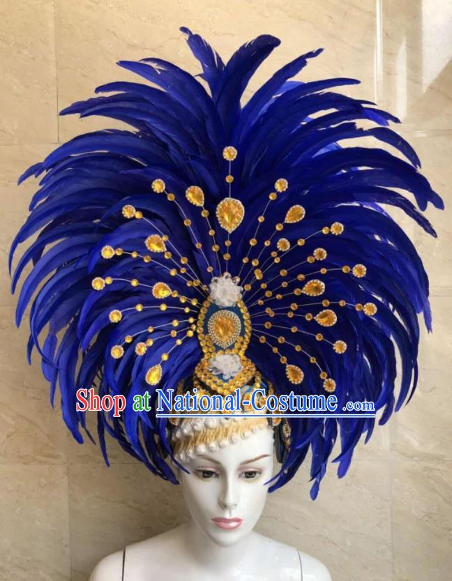 Top Halloween Royalblue Feather Hat Brazilian Carnival Samba Dance Hair Accessories for Women