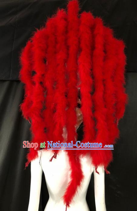 Top Halloween Red Feather Hat Brazilian Carnival Samba Dance Hair Accessories for Women