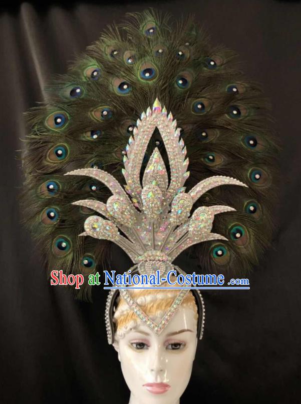 Top Halloween Samba Dance Deluxe Peacock Feather Hat Brazilian Rio Carnival Hair Accessories for Women