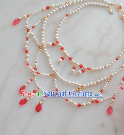 Traditional Chinese Hanfu Pearls Necklace Ancient Princess Jewelry Accessories for Women