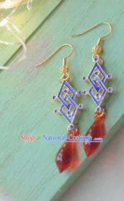 Traditional Chinese Hanfu Blueing Earrings Ancient Princess Ear Jewelry Accessories for Women