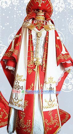 Traditional Japanese Cosplay Queen Red Dress Ancient Heroine Costume for Women