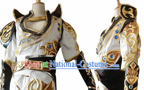 Traditional Chinese Cosplay Knight White Clothing Ancient Swordsman Costume for Men