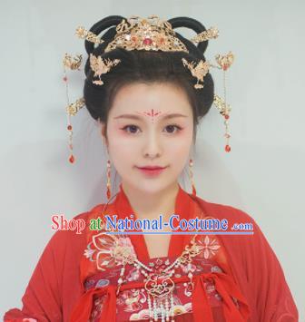 Traditional Chinese Classical Tang Dynasty Hair Crown Hairpins Ancient Princess Hanfu Hair Accessories for Women