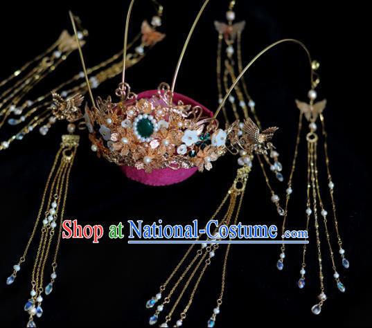 Traditional Chinese Classical Tang Dynasty Tassel Phoenix Coronet Hairpins Ancient Princess Hanfu Hair Accessories for Women