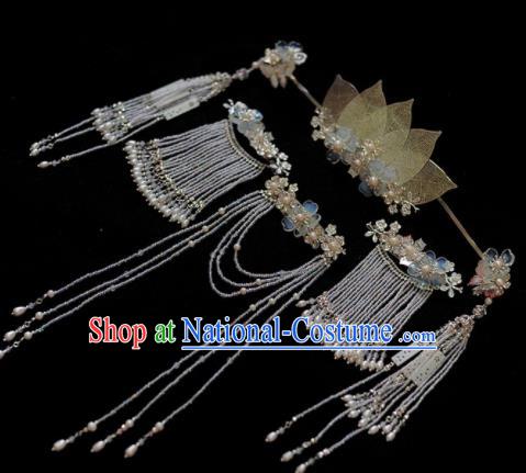 Traditional Chinese Classical Leaf Hair Crown Hairpins Ancient Princess Hanfu Hair Accessories for Women