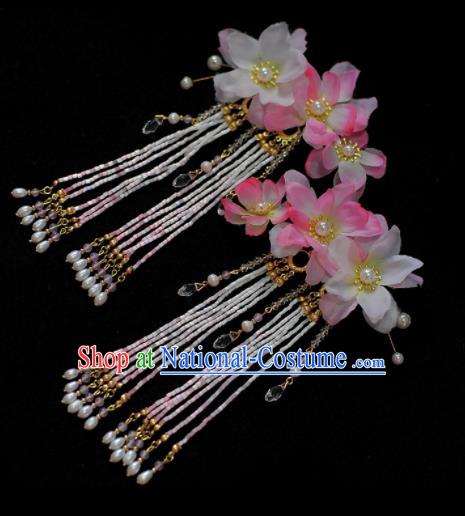 Traditional Chinese Classical Silk Flowers Hair Claws Hairpins Ancient Princess Hanfu Hair Accessories for Women