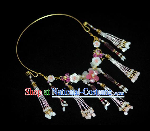 Traditional Chinese Hanfu Shell Flowers Necklace Ancient Princess Necklet Accessories for Women