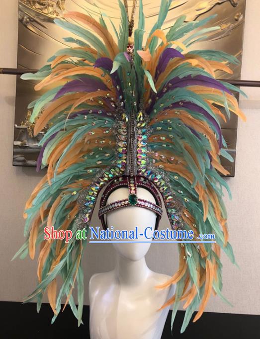 Top Halloween Deluxe Colorful Feather Hat Brazilian Carnival Samba Dance Hair Accessories for Women