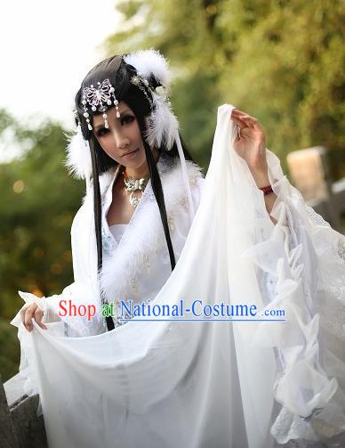 Traditional Chinese Cosplay Fairy White Dress Ancient Imperial Consort Costume for Women