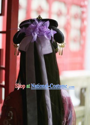 Traditional Chinese Cosplay Princess Hairpins Ancient Swordsman Purple Headband Hair Accessories for Women