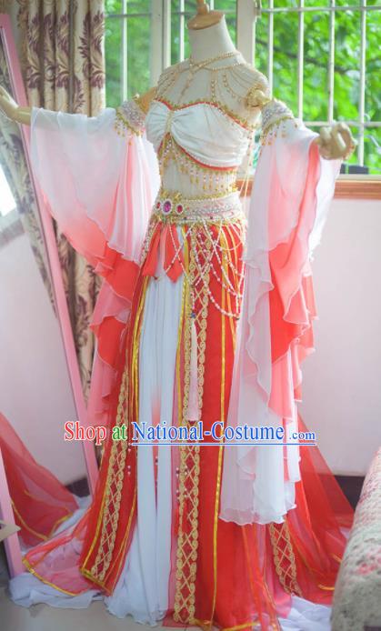 Chinese Flying Apsaras Classical Dance White Dress Ancient Princess Peri Costume for Women