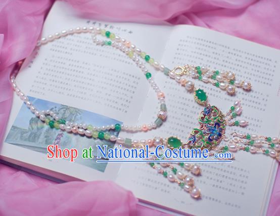 Traditional Chinese Hanfu Tang Dynasty Pearls Necklace Ancient Princess Necklet Accessories for Women