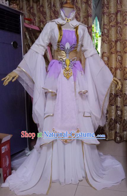 Chinese Tang Dynasty Female Swordsman White Dress Ancient Princess Peri Costume for Women