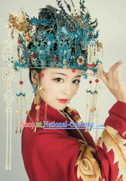 Traditional Chinese Ming Dynasty Phoenix Coronet Hairpins Ancient Queen Hanfu Hair Accessories for Women