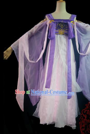 Chinese Cosplay Tang Dynasty Female Swordsman White Dress Ancient Princess Peri Costume for Women