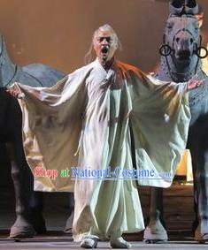 Chinese Drama Shang Yang White Clothing Stage Performance Dance Costume for Men