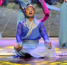 Chinese Drama Dragon Boat Festival Classical Dance Blue Clothing Stage Performance Dance Costume for Men