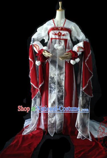 Chinese Cosplay Imperial Consort Purplish Red Dress Ancient Female Swordsman Knight Costume for Women