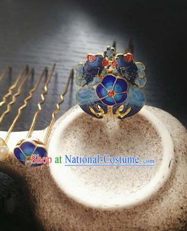 Traditional Chinese Classical Cloisonne Bats Hairpins Ancient Princess Hanfu Hair Accessories for Women